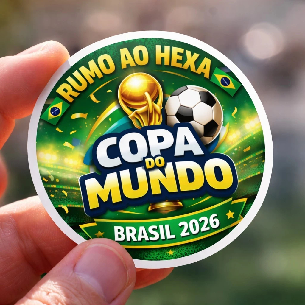 Kit 100 Adesivos Copa do Mundo 2026 4x4cm Auto Colante Vinil Premium
