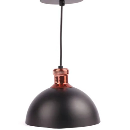 Luminária Pendente de Teto Meia Lua Preto e Cobre 21cm, Colonial