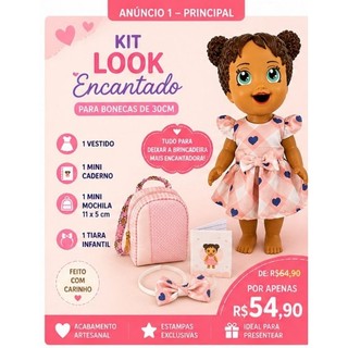 Kit Escolinha Boneca 30cm + Mochila + Caderno + Acessórios
