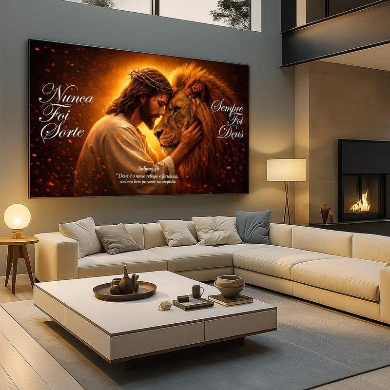 Quadro Decorativo Grande Sala Quarto Escritório Nunca Foi Sorte Sempre Foi Deus Salmos 46