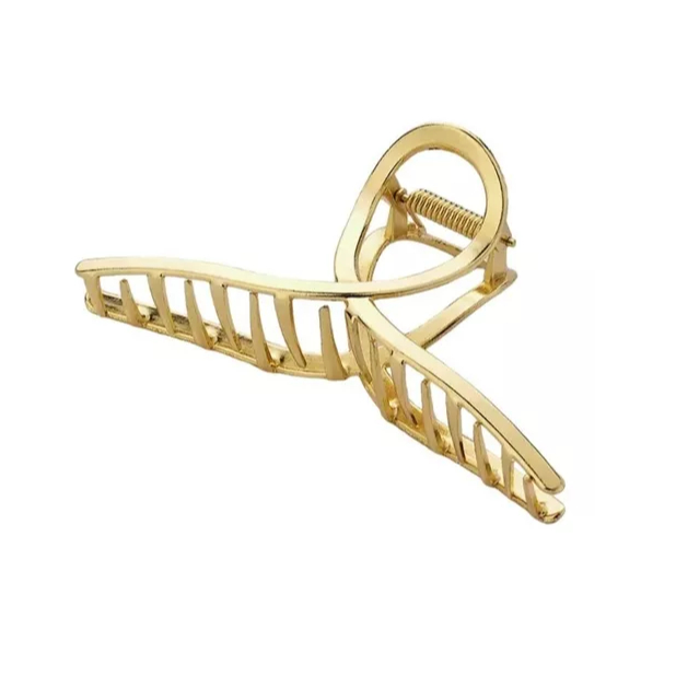 Presilha Piranha Prendedor De Cabelo Luxo Metal Dourado Penteado e Coque