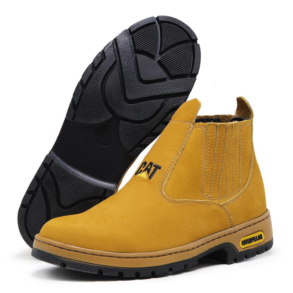 Bota Botina Masculina Couro Legítimo Confortável Antiderrapante Trabalho Dia a Dia Resistente