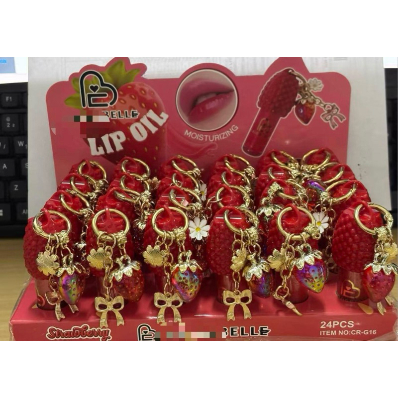 Box C/24 Lip Oil Morango Com Pingente Criarbelle