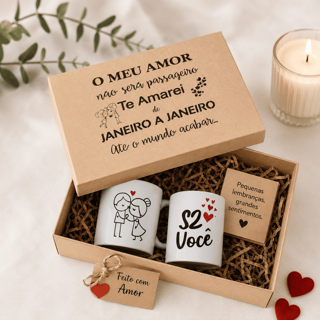 Caixa Decorada Janeiro a Janeiro Presente Namorados 23x19x8 Envio Imediato Pronta Entrega