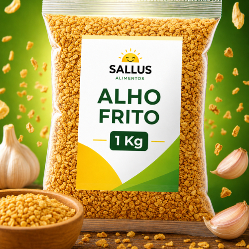 Alho Frito Granulado Crocrante | 500g | 1 KG  | Premium Alta Qualidade Pronto para Consumo | Sallus
