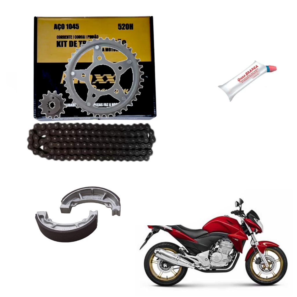 Kit Relação Para CB300R 2009 até 2011 + Lonas freio + Graxa