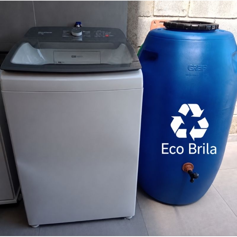 Tambor Eco Brila 240 litros Bombona de plastico reservatorio sustentavel com ou sem torneira