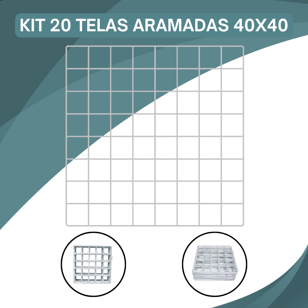 Painel 20 Tela Aramada 40X40 Para Escritório Modular Organização de Parede Mural Criativo Pet