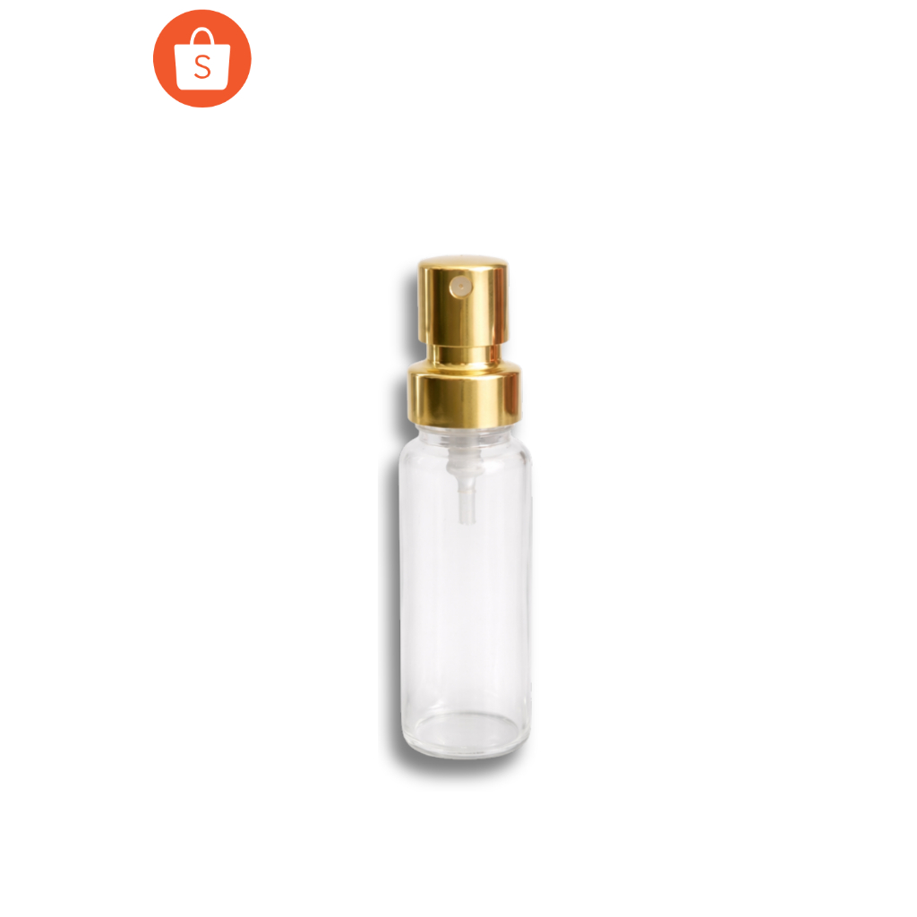 Kit 100 Frasco Perfume Recrave Cilindro 15ml Bocal 15mm Com Válvula Luxo Dourada