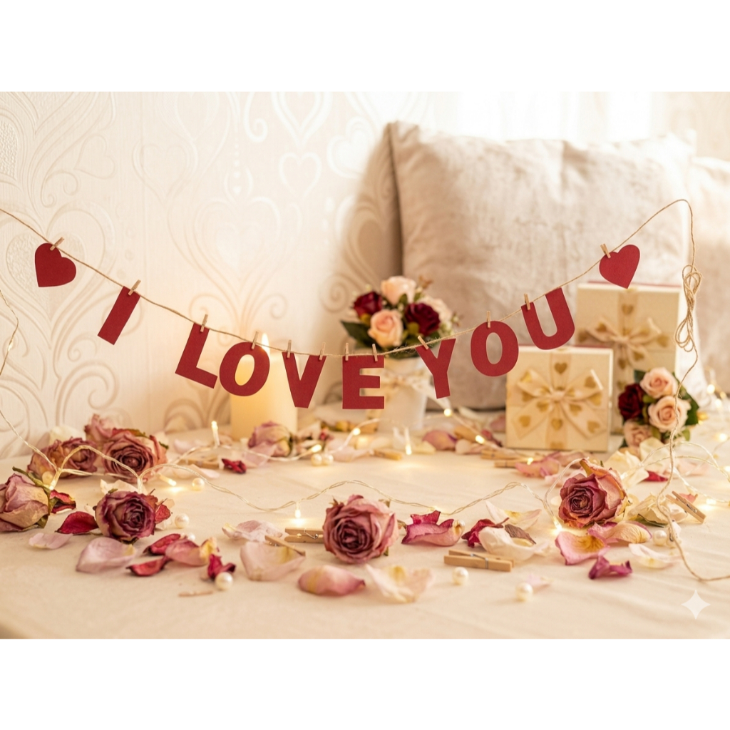 Letra Eva Liso I love You Varal Para Decoração Dia dos Namorados