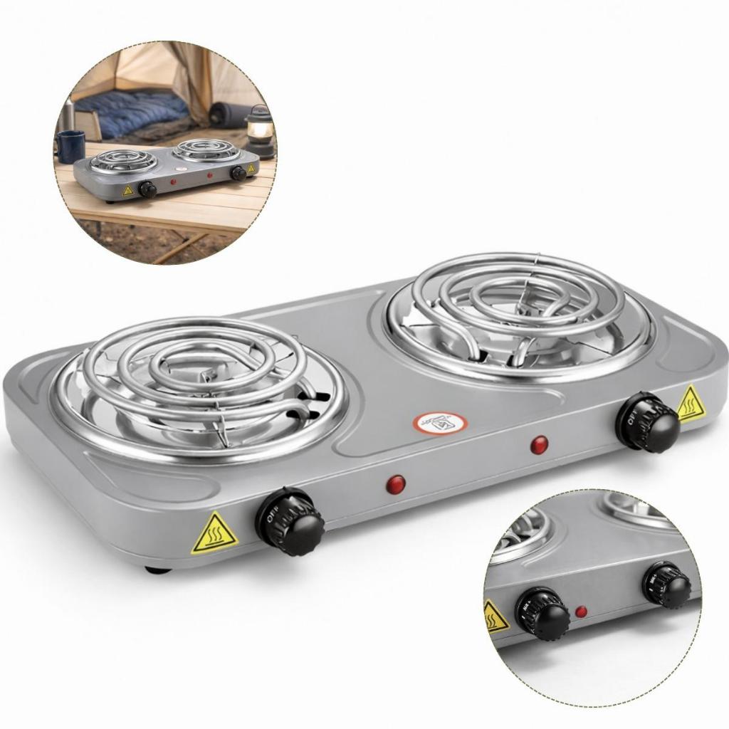 Fogareiro Fogão Elétrico Portátil Camping 2 Bocas 2000W 110V Mesa Cozinha Camping Viagem