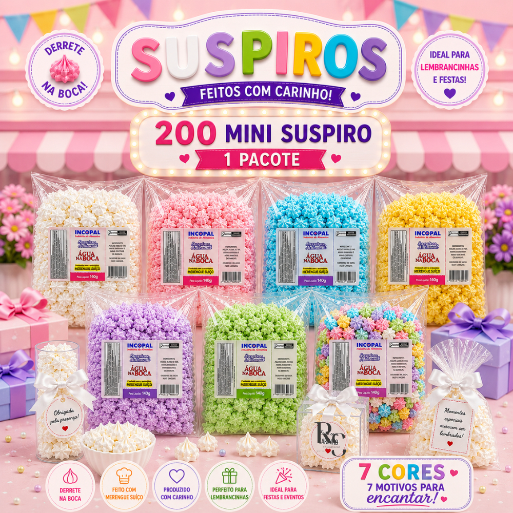 200 Mini Suspiro Incopal p/ lembrancinha - 1x140g