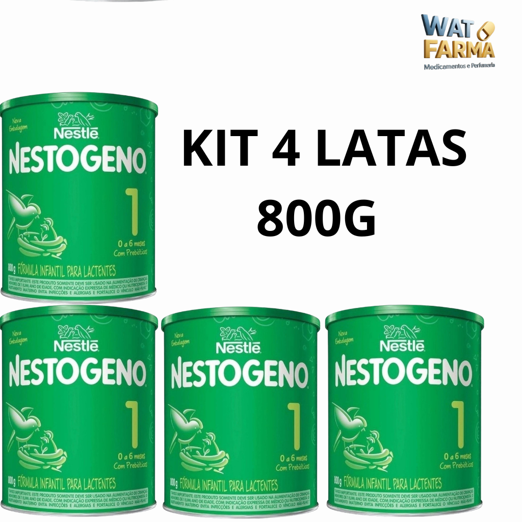 Kit 4x Fórmula Infantil Nestogeno 1 (0 - 6 Meses) 800g Nestlé