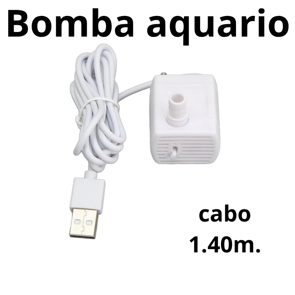 Bomba Aquário Fonte Água Bebedouro Pet 150l/h Bivolt Cabo 1.40 m pet gato peixe