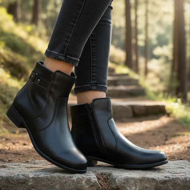 Coturno Feminino Cano Curto Bota Preta Saltinho Baixo Country Montaria Rasteira Zíper Lateral Macia