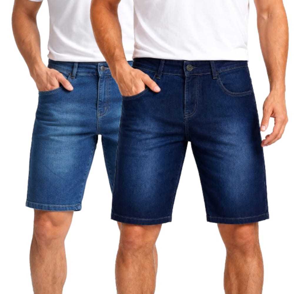 Bermuda Jeans Masculina com Elastano Slim Casual Confortável do 38 ao 48