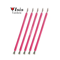 Isis Cutelaria Kit 5 Espátulas Cutícula Rosa Manicure Pedicure