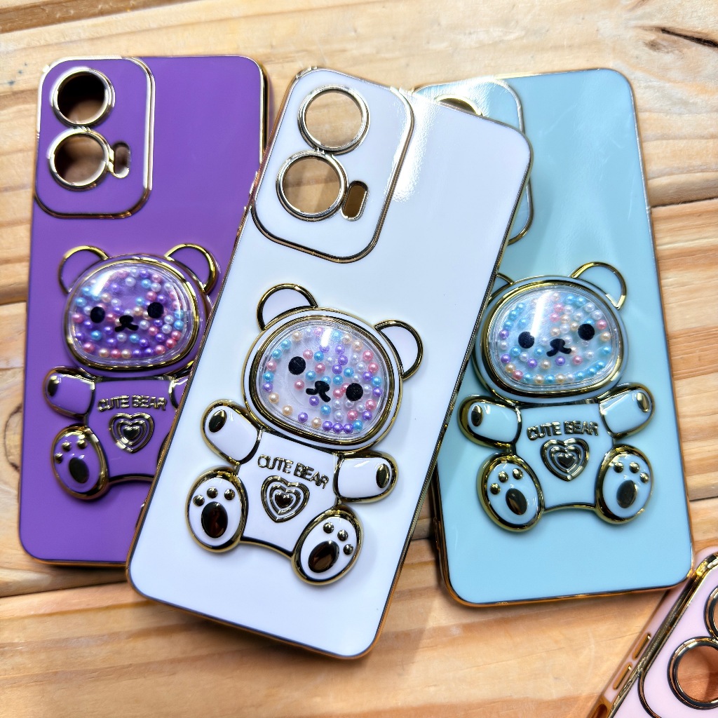 Capinha Motorola Moto G35 / Moto G05 / Moto E15 com Suporte Ursinho 3D Anti Impa