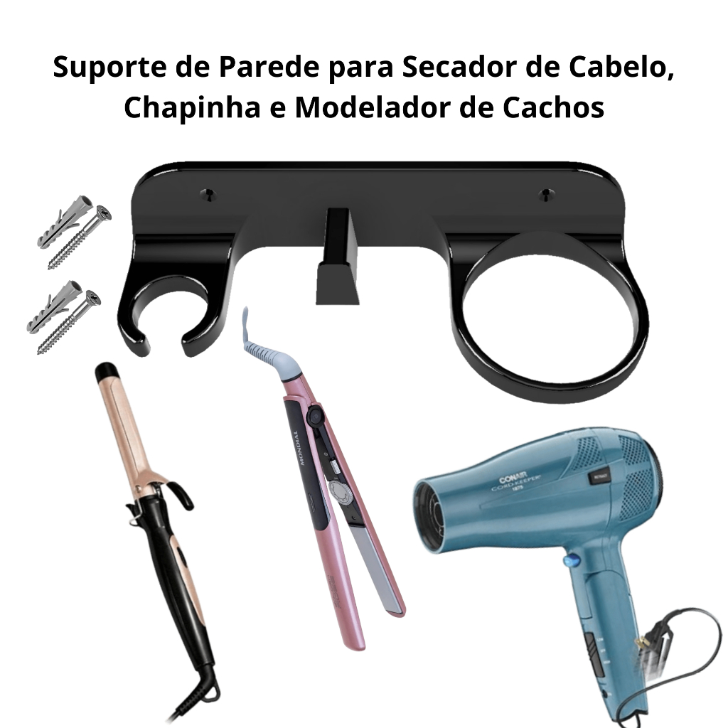 Suporte de Parede Secador de Cabelo, Chapinha e Modelador de Cachos - Babyliss