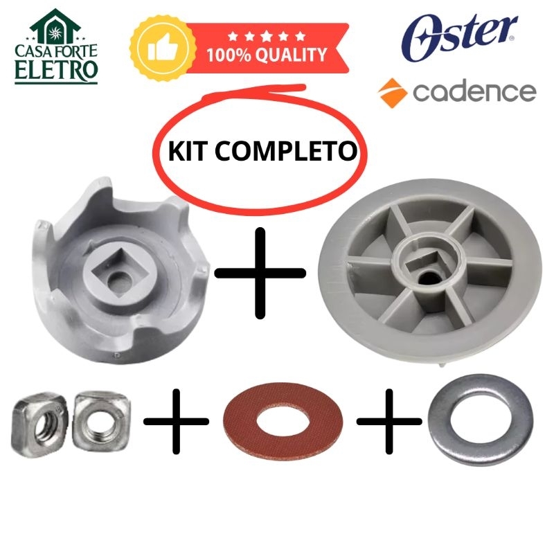 Kit Arraste Reforçado Copo + Motor + Arruelas Oster Cadence Robust LIQ361 LIQ415 LIQ400 LIQ411 OLIQ605 OLIQ610 OLIQ619
