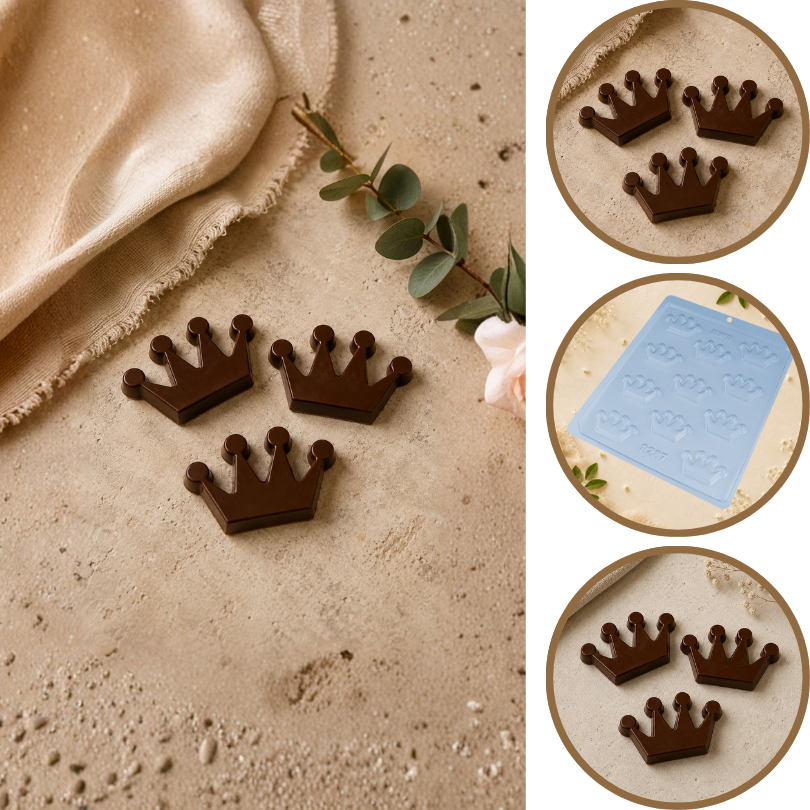 1~10 Forma Simples  Coroa 9287 -(F4) em Acetato BWB Para Bombom e Doces de Chocolate Páscoa (CHOCO)