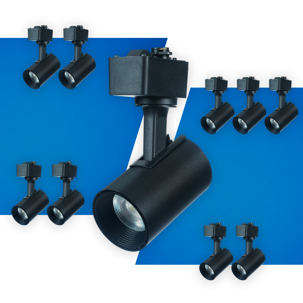 Kit 10 Luminária Spot Led Canhão Direcionado Para Trilho Eletrificado 5W 7W 12W 20W ou 30W 3000K/6500K Preto Seed
