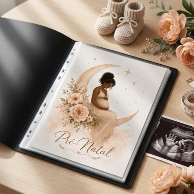 KIT DE FOLHAS DIVISÓRIAS PARA PASTA GESTANTE ACOMPANHAMENTO PRÉ-NATAL - modelo LUA