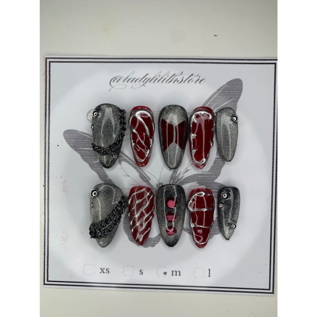 Unhas Postiças Decoradas BTS Preto Magnetico Kpoop + Adesivos — imagem 2 de 2