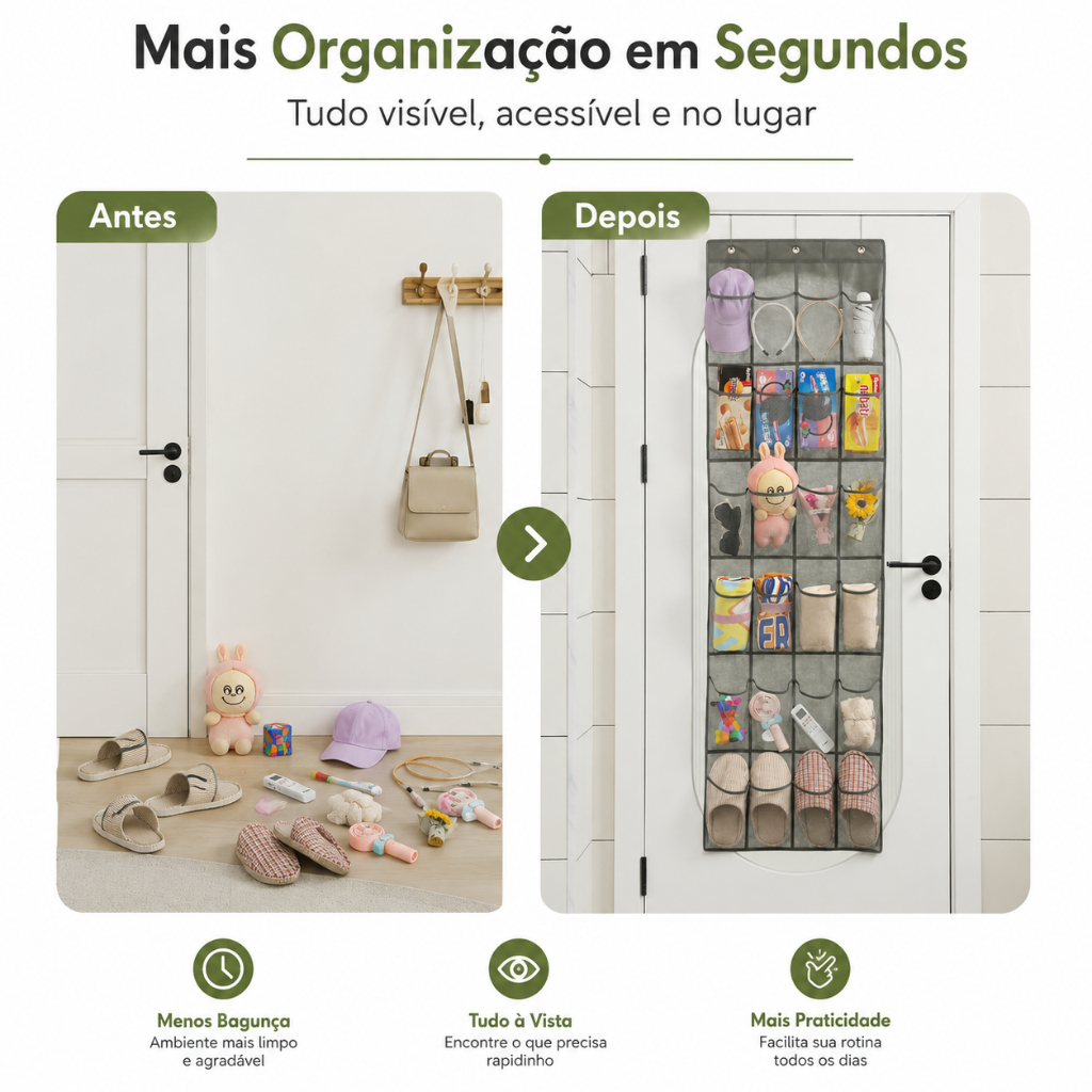 Organizadora De Porta E Parede Vertical Multiuso Dobrável Grande Tênis Sandália Chinelo Carpei · foto 2