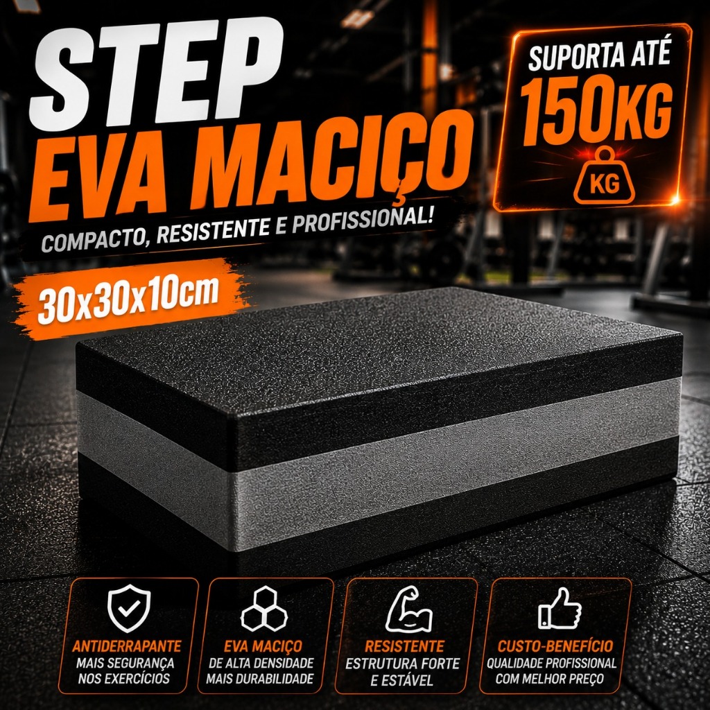 Step Academia Exercicio Anti Impacto Fisioterapia 30x30x10cm