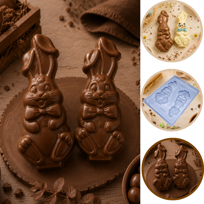1~10 Forma Simples Coelho Sentado 9886-(M1) em Acetato BWB Para Bombom e Doces de Chocolate e Confeitaria (CHOCO)
