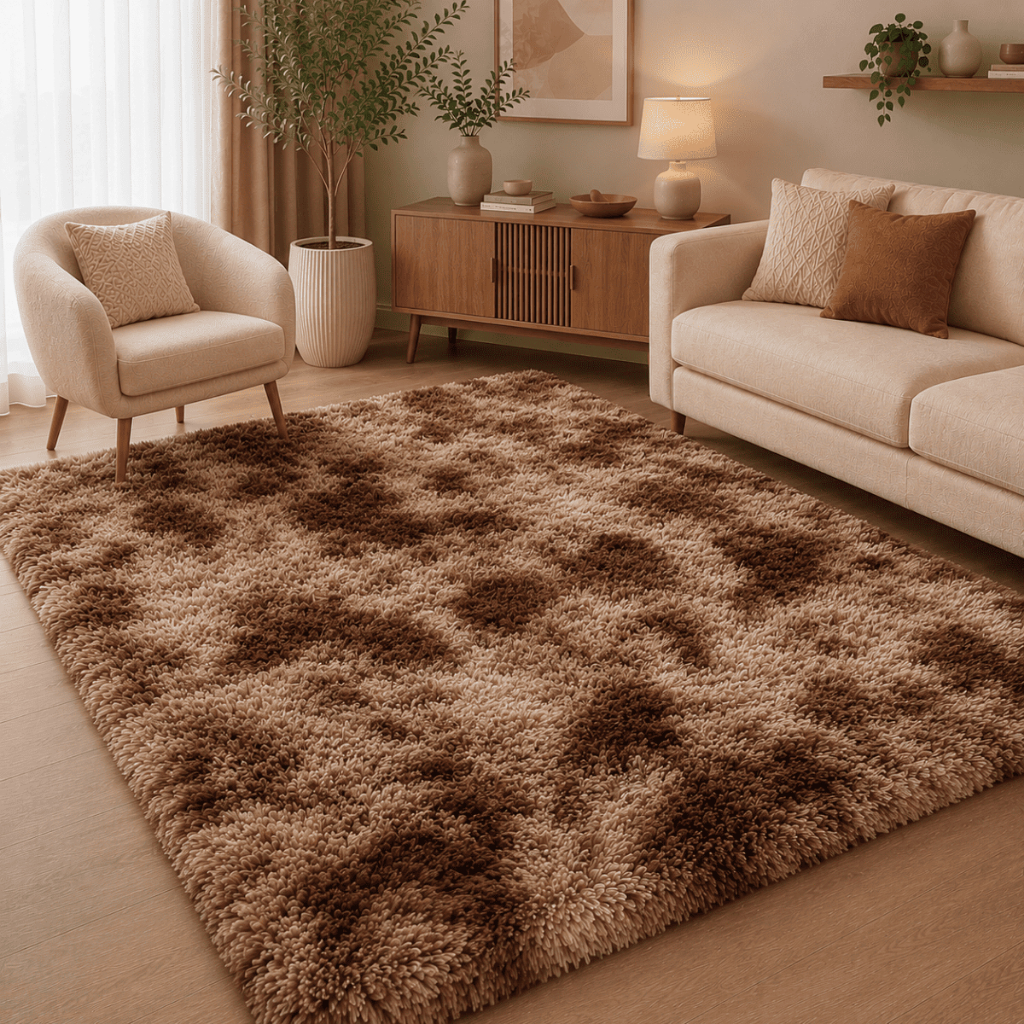 Tapete Sala 1,50x1,00 Peludo 5Cm De Altura Shaggy Promoção Antiderrapante