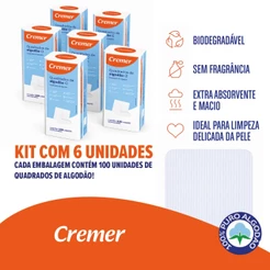 Kit 6 pacotes Algodão Quadrado Cremer Hidrófilo Macio Sem Perfume Para Maquiagem Skincare e Higiene | 600 un