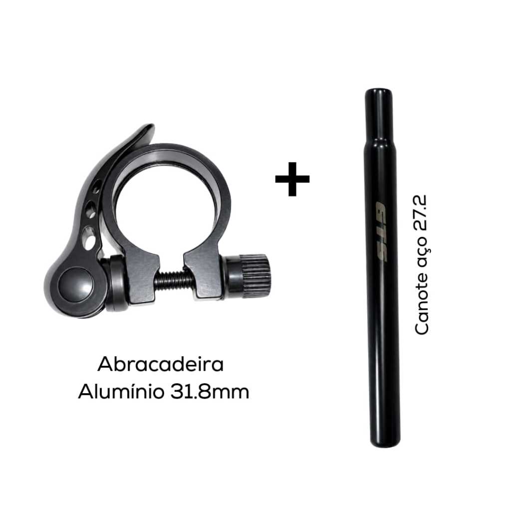 Kit Canote Do Selim 27.2mm + Abraçadeira C/ Blocagem Cor Preto