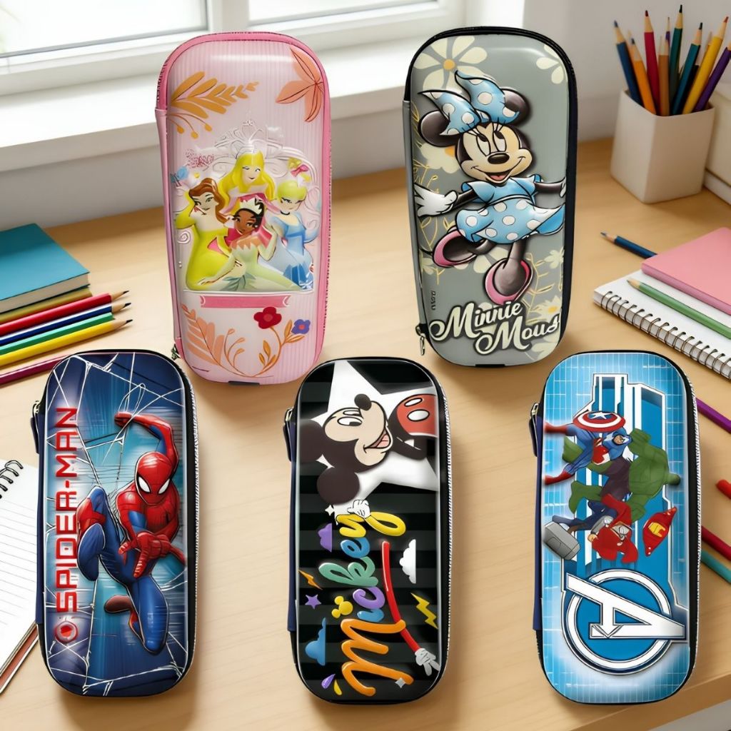 Estojo 3D Grande Com Divisórias Estojo Escolar Personagens Disney Mickey Minnie Princesas Infantil