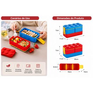 Pote Lancheira Marmita Lego Para Criança Fácil Escola Viagens E Talheres Montável