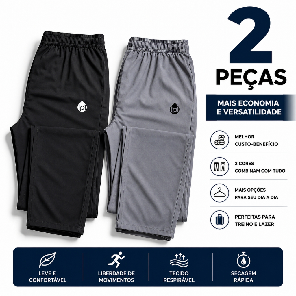 Kit 2 Calça Jogger Masculina Esportiva Para Academia e Corrida Tactel Leve Confortável Dia Dia