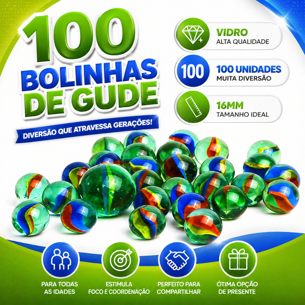 Kit 100 Gude America Classicas bolinhas vidro importada peteca fubeca aquário decoração 3D