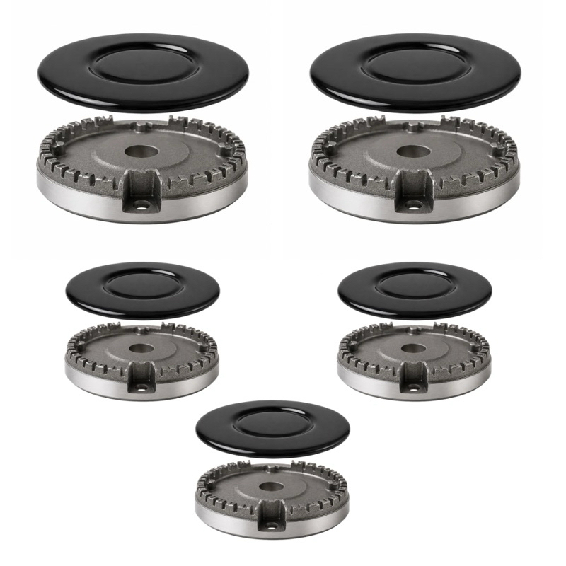 Kit Completo Queimadores + Espalhadores Cooktop Fischer/Atlas/Nardelli/Fogatti/Tramontina 5 Bocas Sabaf
