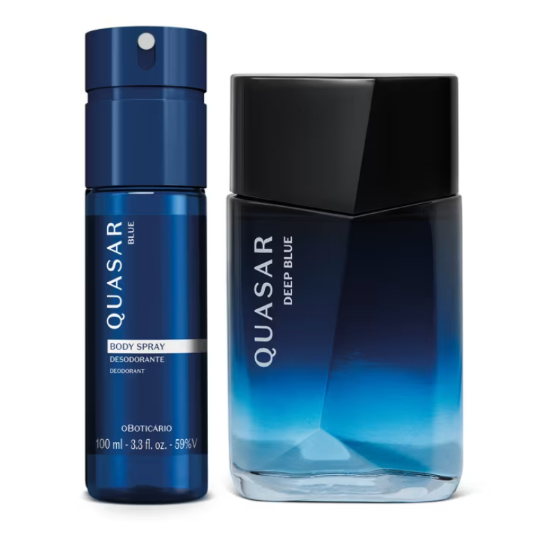 Quasar Deep Blue: Desodorante Colônia 100ml + Body Spray 100ml