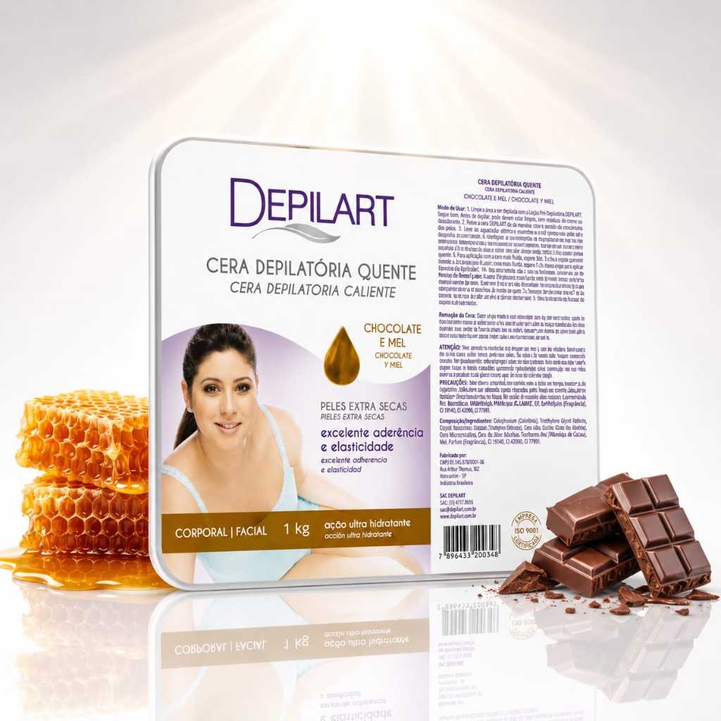 Cera Quente Depilatória Chocolate e Mel Depilart Depilação Profissional, Remove Pelos com Eficiência - Corporal e Facial