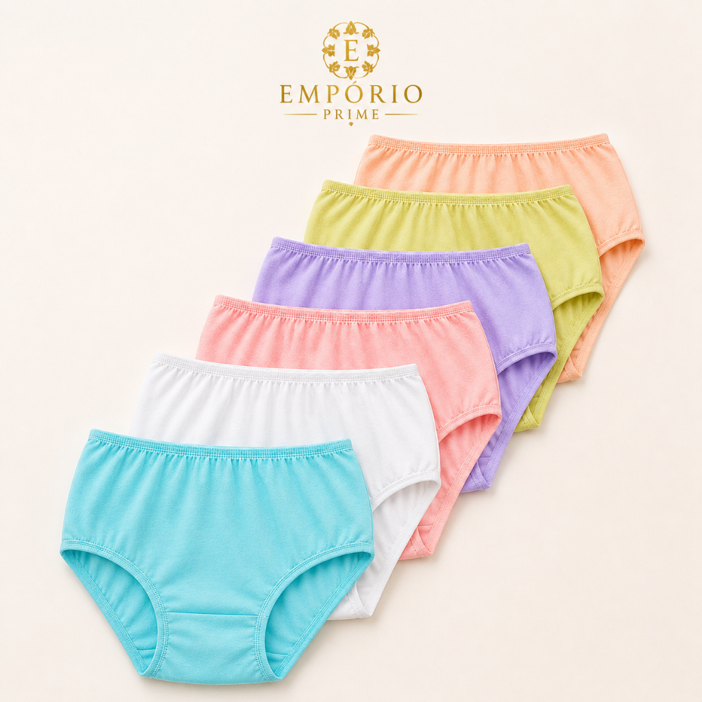 Kit 10 Calcinhas Calçola Feminina Idosa Cotton Tecido Antialérgico Com Forro 100% em Algodão Cintura Alta Premium