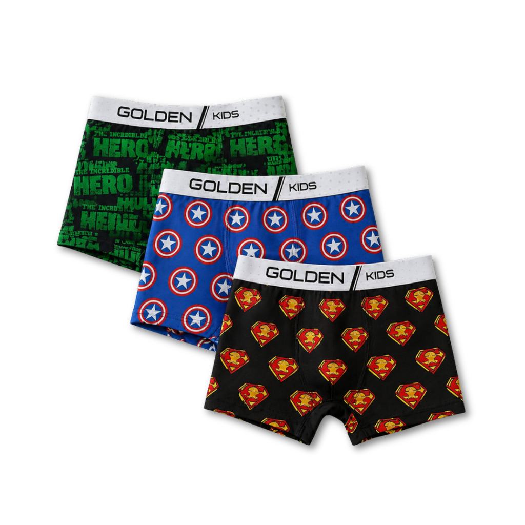 Kit 3 Cuecas Boxer Infantil Juvenil Meninos Microfibra Forro 100% Algodão Estampas Variadas