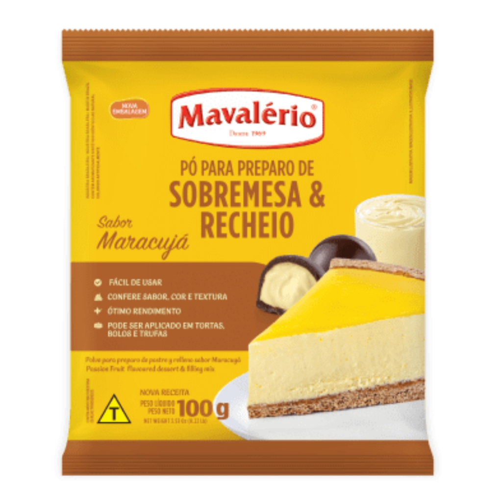 Pó Preparo De Sobremesa e Recheio Sabor Maracujá 100g Mavalério
