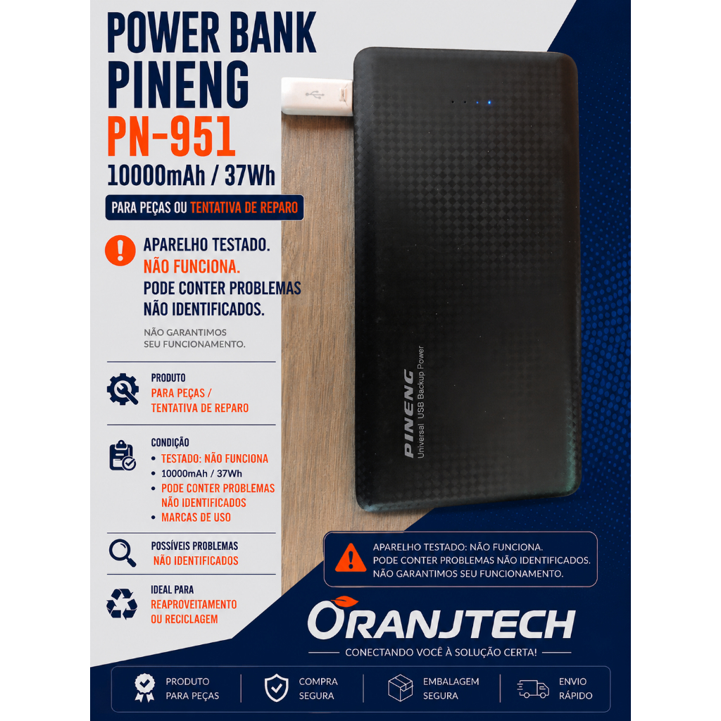 Power Bank KAI DI PN-951 - Para Peças ou Tentativa de Reparo - Sucata