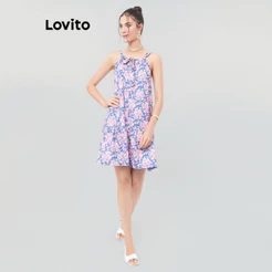 Lovito Vestido Feminino Estampado sem Mangas DRB217BRL246