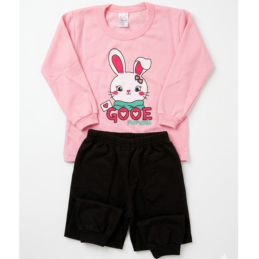 Conjunto Moletom Menina Sem Capuz Forrado Infantil  3 Anos Estampado