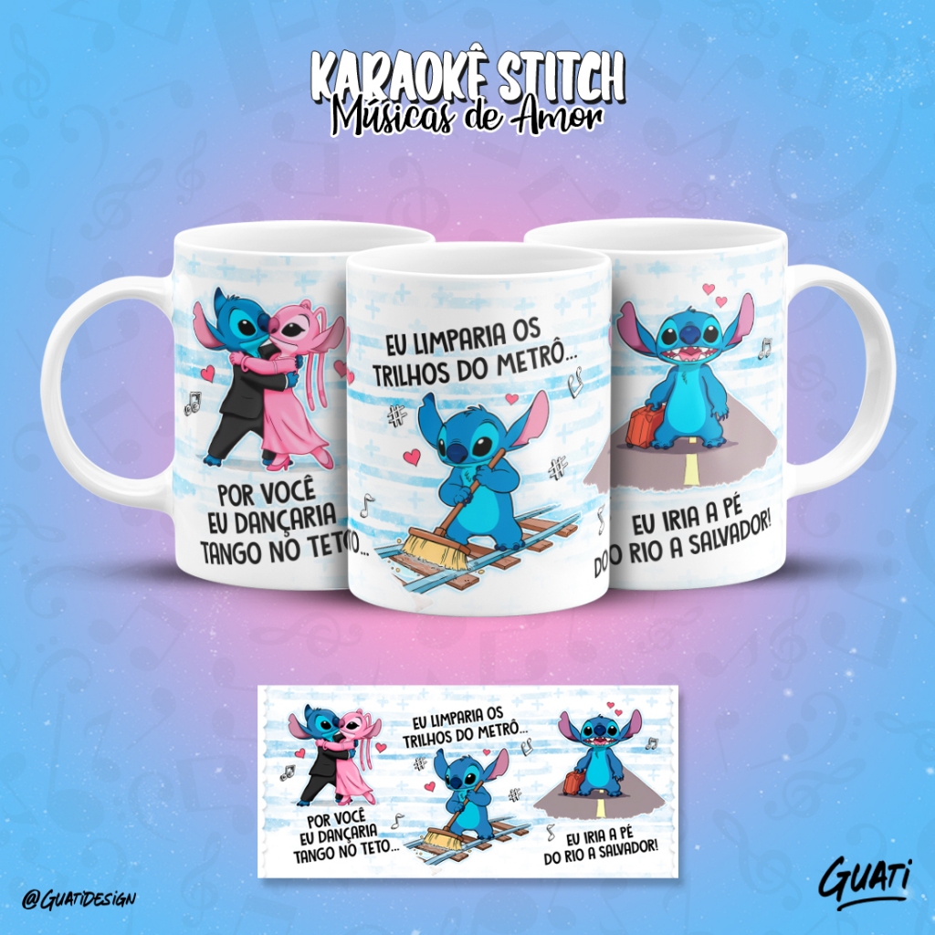 Caneca Sticth Por você eu dançaria tango no teto (Música)