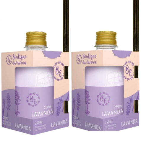 Kit 2 Aromatizador Ambiente 250ml Varetas BE Lavanda Difusor Casa Perfumada