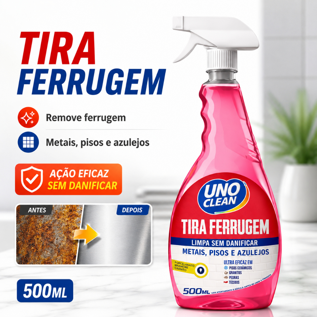 Tira Ferrugem 500ml Removedor Ferrugem Metais Pisos Azulejos Porcelanato Limpeza Pesada Spray